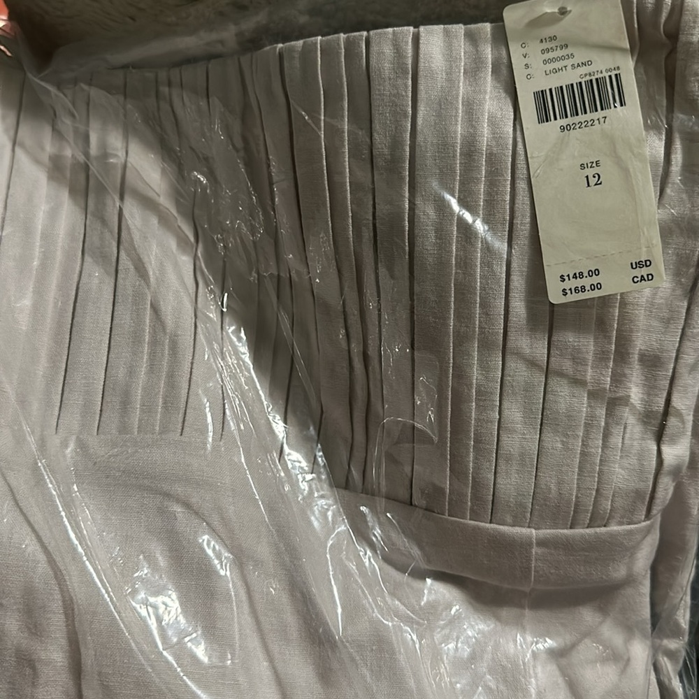 NWT! Anthropologie The Ophelia Sleeveless Linen Slim Mini Dress Maeve Light Sand - Picture 8 of 10